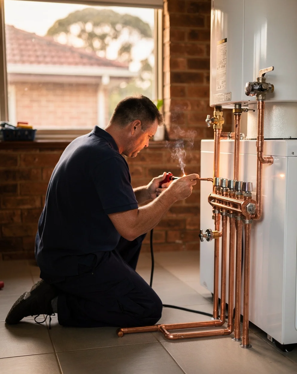 Mainline plumber arriving at a Newcastle job